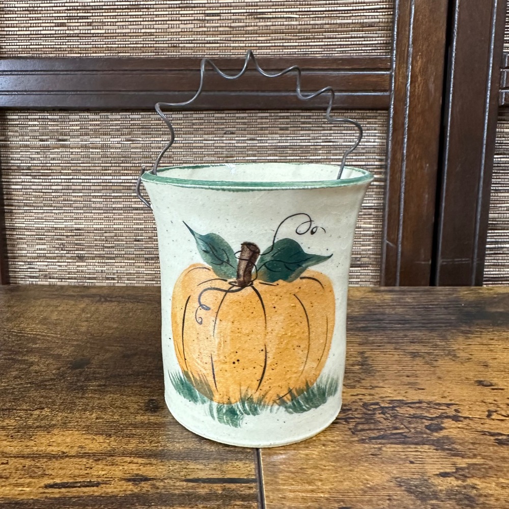 Miller's Mud Mill Pottery fall pumpkin hanging cup decor